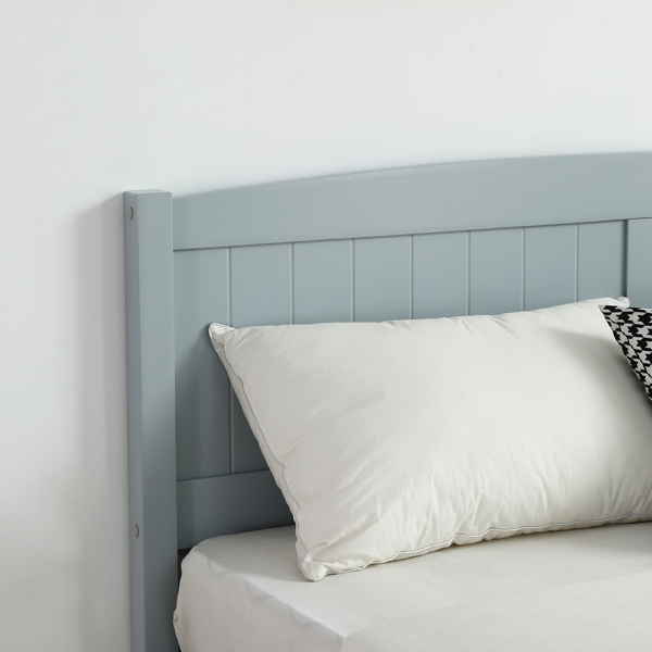 FCH Queen Pine Single-Layer Core Vertical Stripe Full-Board Curved Headboard With The Same Bed Tail Wooden Bed Grey