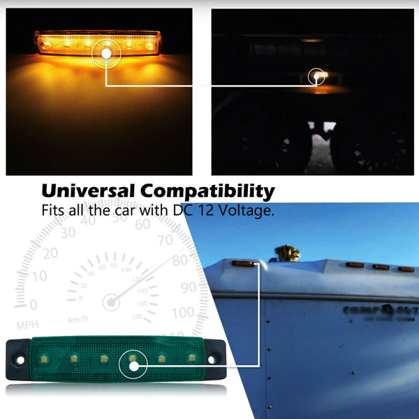 3.8" Amber 6SMD LED Side Marker Indicators Light Truck Trailer Car Clearance