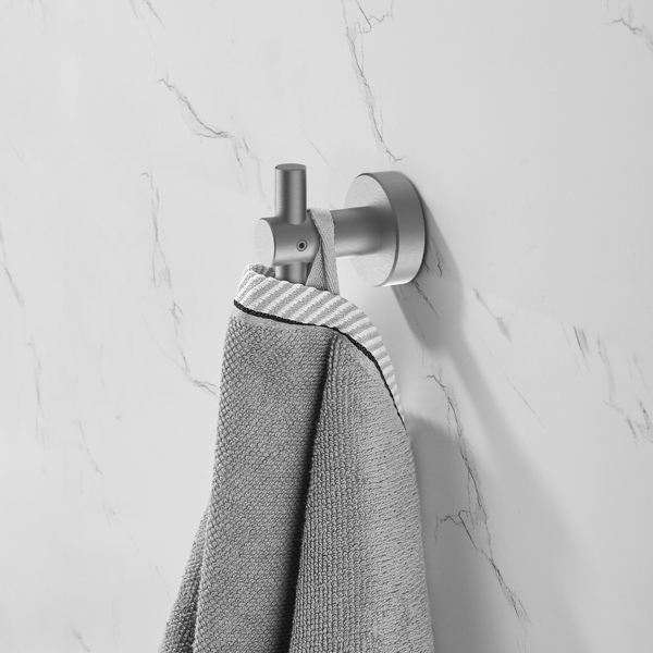 Bathroom Hardware Set, Thicken Space Aluminum 6 PCS Towel bar Set- Gun Grey 24 Inches Wall Mounted