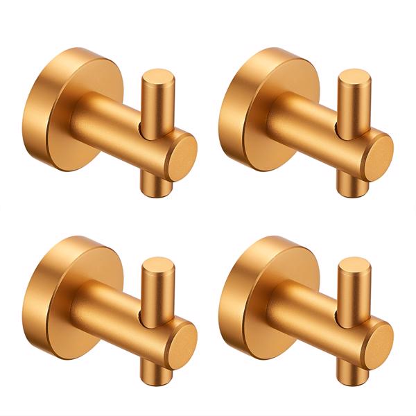 Round Base Wall Hanging Hook with Screws- Brushed Gold Hook, 4 Pack, for Entry Shoe Cabinet, Wardrobe Bathroom Bedroom Furniture Hardware[Unable to ship on weekends, please place orders with caution]