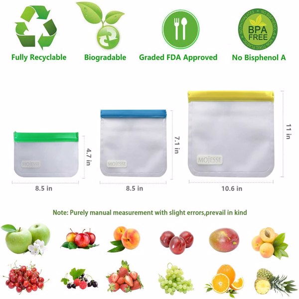 Reusable Sandwich Bags - 10 Pack Leakproof Freezer Gallon Bags BPA Free- Extra Thick Durable Reusable Storage Bags - Reusable Snack Bags For Food Fruit Travel Storage Home Organization