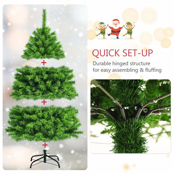  4.5ft Hinged Artificial Christmas Tree w/ Metal Stand Green