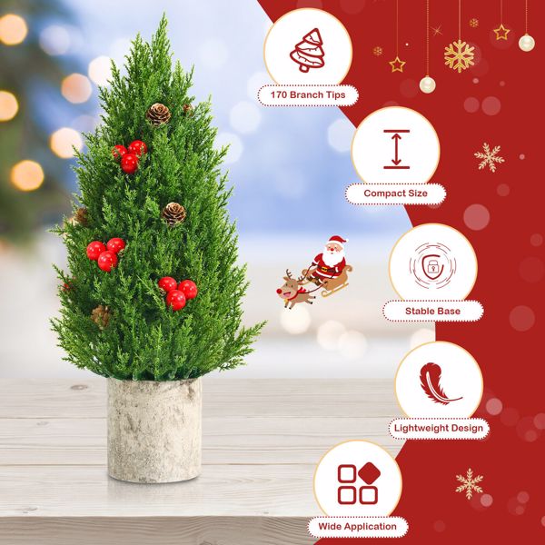18.5" Tabletop Artificial Christmas Tree w/ 170 PE Branches & Pulp Stand 