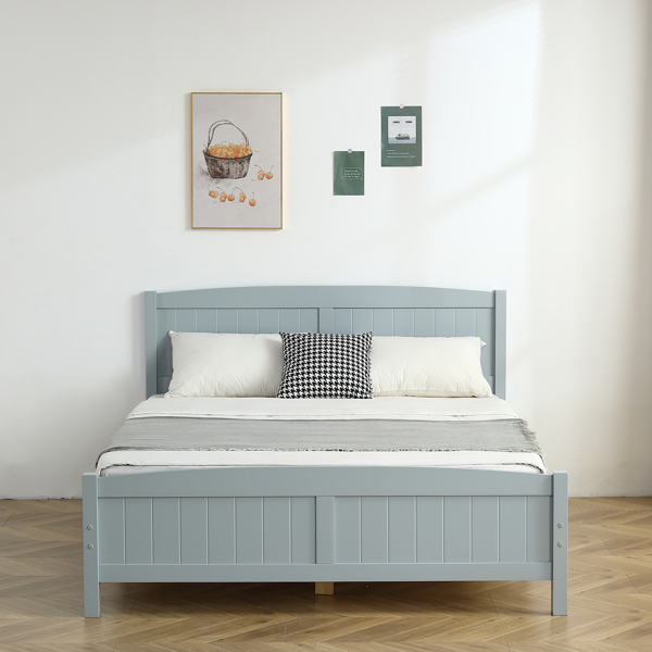 FCH Queen Pine Single-Layer Core Vertical Stripe Full-Board Curved Headboard With The Same Bed Tail Wooden Bed Grey