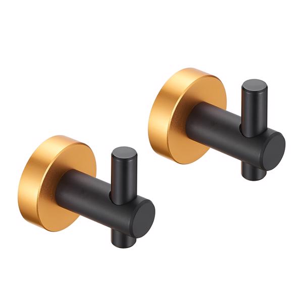 带螺丝的圆形底座壁挂钩-黑金挂钩，2件套，适用于入门鞋柜、衣柜浴室卧室家具五金件【周末不发货，TK/TEMU订单仅支持自提】-1