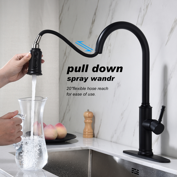 Single Handle Pull Down Kitchen Faucet with Dual Function Sprayhead