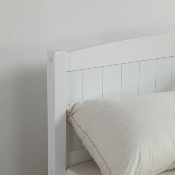 FCH Full Pine Single-Layer Core Vertical Stripe Full-Board Curved Bed Head With The Same Bed Foot Wooden Bed White