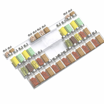 【FBA仓发货】8pc Spice Drawer Organizer With Funnel And Label, 4 Tiers Adjustable Acrylic Spice Rack Tray For Spice Jars, Medicine Bottles, Cosmetics