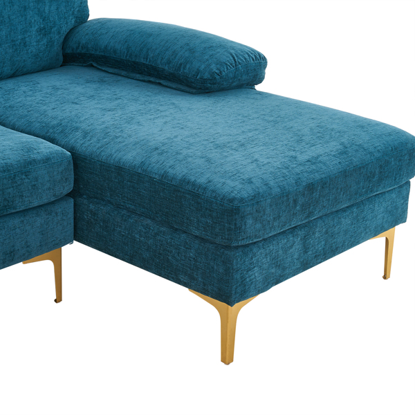 U-Shaped 4-Seat Indoor Modular Sofa Blue-Green Color