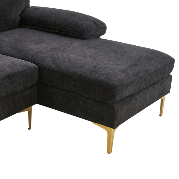 U-Shaped 4-Seat Indoor Modular Sofa Black