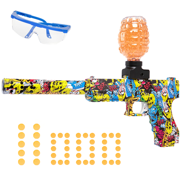 Splatter Ball Gun Gel Ball Blaster Toy Guns, with 11000 Non-Toxic,Eco-Friendly,Biodegradable Gellets,Outdoor Yard Activities Shooting Game(Graffiti - Reinforced)