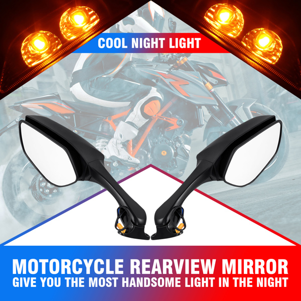 Rear View Mirrors Turn Signals Fit For Kawasaki Ninja ZX10R 2011-2015 H2 14-15