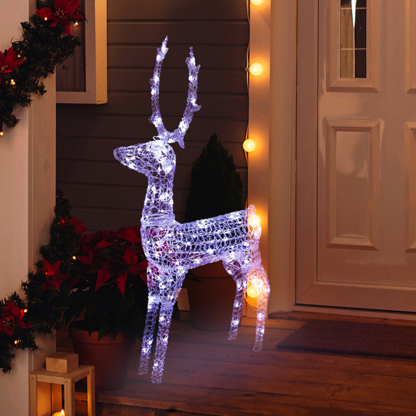 5ft Clear Acrylic Single Deer With 200 Lights Garden Elk Decoration