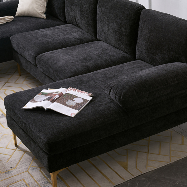 U-Shaped 4-Seat Indoor Modular Sofa Black