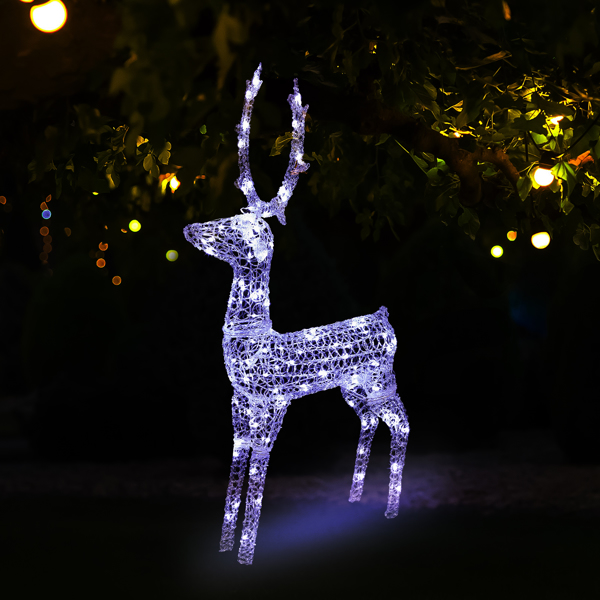 5ft Clear Acrylic Single Deer With 200 Lights Garden Elk Decoration