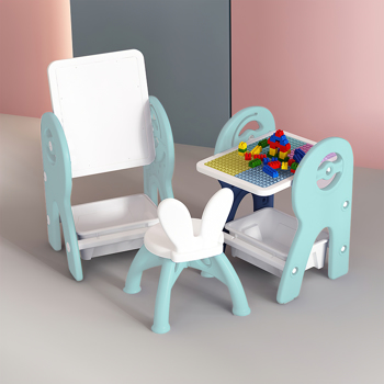 2 in 1 Kids Table & Chair, Painting Board with Storage, Children Convertible Activity Table Set for Drawing Reading Art/  Kids Table and Chair Set, Drawing Board Writing Desk Toddlers Play Build Brick
