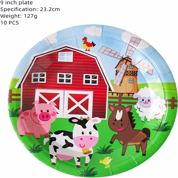  Farm Animals Tableware Party Supplies Decorations Birthday Disposable Paper Plate Dinnerware Set Serves 10 Guests for Boy Kids Perfect Packs Plates, Napkins, Cups, Forks , Knife, Spoons 70PCS
