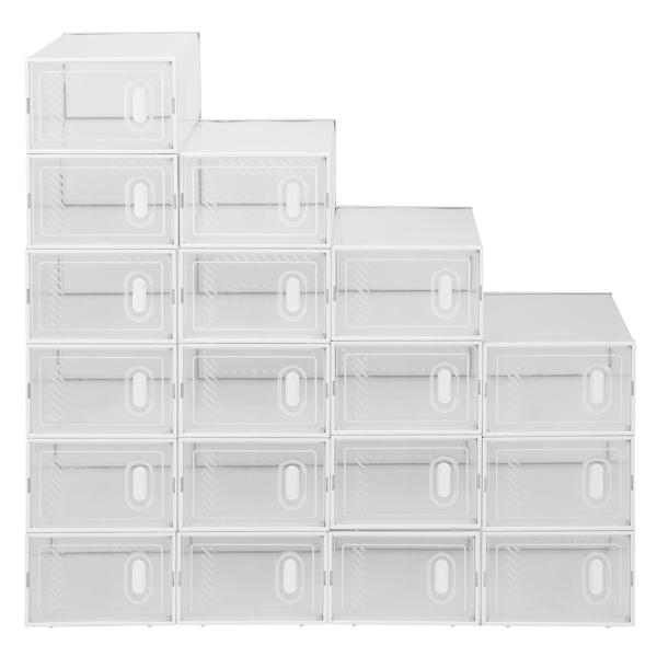 Shoe Storage Boxes 18 Pack Clear Plastic Stackable - White