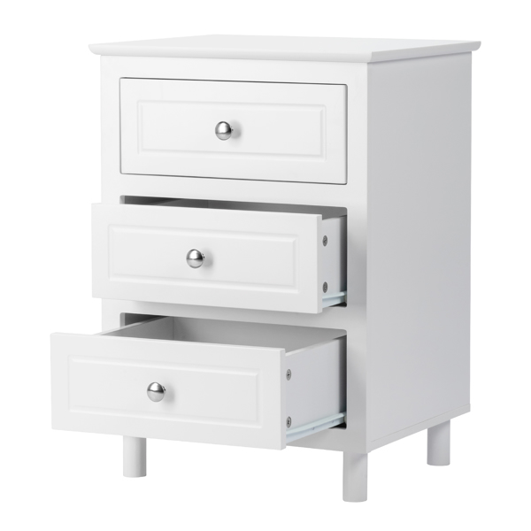 45*38*63cm Country Style Three Drawer Night Table Large Size White
