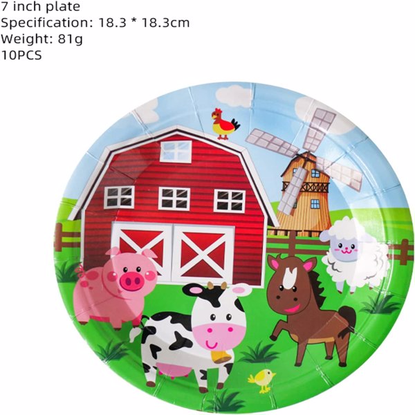  Farm Animals Tableware Party Supplies Decorations Birthday Disposable Paper Plate Dinnerware Set Serves 10 Guests for Boy Kids Perfect Packs Plates, Napkins, Cups, Forks , Knife, Spoons 70PCS