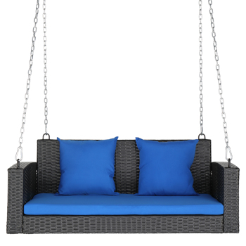 49in Black <b style=\\'color:red\\'>Rattan</b>   Blue Cushion <b style=\\'color:red\\'>Rattan</b> Swing Chair（Swing frames not included）