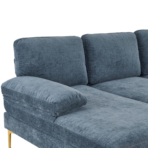 U-Shaped 4-Seat Indoor Modular Sofa Grey-Blue Color