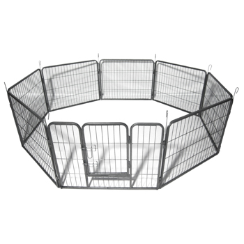 24\\" Dog Pet Playpen Heavy Duty Metal Exercise Fence Hammigrid 8 Panel Silver