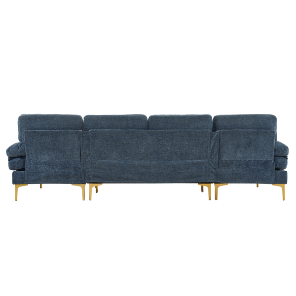 U-Shaped 4-Seat Indoor Modular Sofa Grey-Blue Color