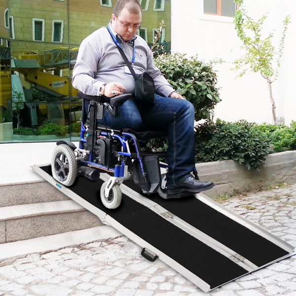 6FT Four-section Non-Skid Folding Lightweight Aluminum Alloy Wheelchair Scooter Mobility Ramps
