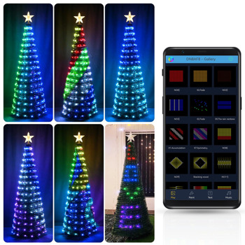 Pop Up Christmas Tree with Lights; Artificial Christmas Tree Prelit; 6Ft 282LED Smart Christmas Tree with Bluetooth Control; Waterproof for Indoor Outdoor Xmas Decorations