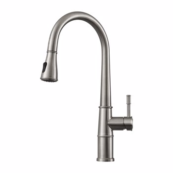 Brushed Nickel Kitchen Faucet with Pull Down Sprayer, Kitchen Sink Faucets 1Handle Single Hole Deck Mount High Arc 360 Degree Swivel Pull Out Kitchen Faucets[Unable to ship on weekends, please place o