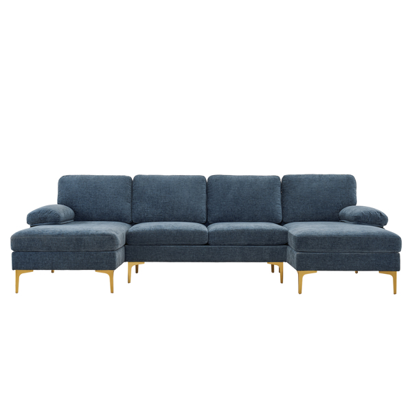 U-Shaped 4-Seat Indoor Modular Sofa Grey-Blue Color