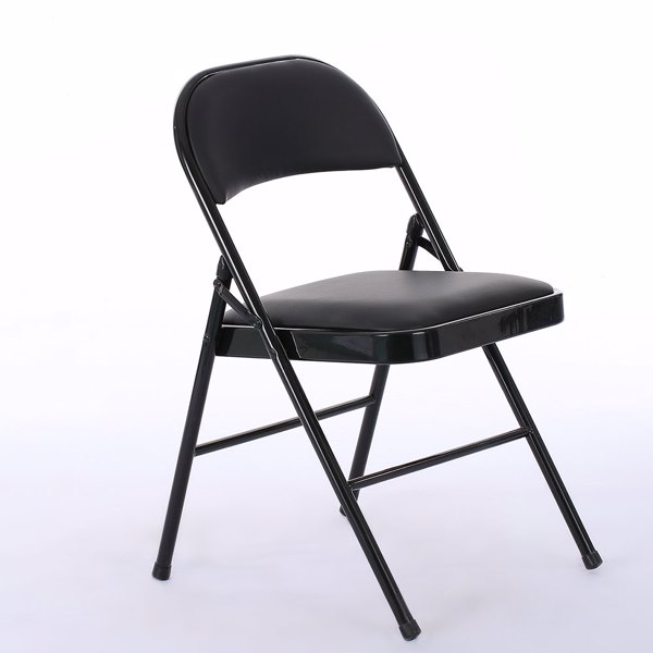 6pcs Elegant Foldable Iron & PVC Chairs for Convention & Exhibition Black 