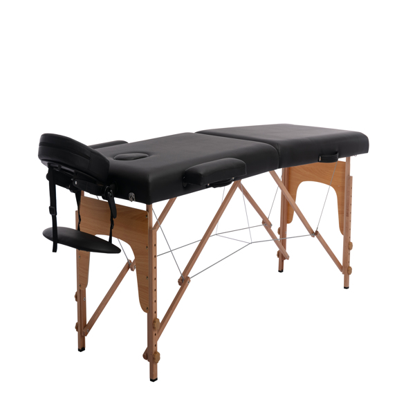 【This product does not support return, please do not purchase return guarantee service】Better 2 Section Wooden Massage Table, Portable/Foldable, Black, Suit for physiotherapy, Home Massage, Spa etc.