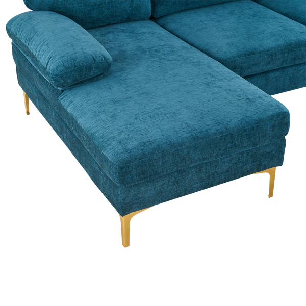 U-Shaped 4-Seat Indoor Modular Sofa Blue-Green Color