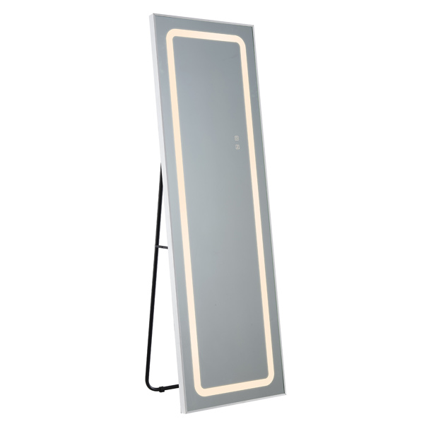 FCH Aluminum Alloy Right-Angle Rectangle 63*20in Can Stand Can Hang Three-tone Lighting Adjust Brightness Power-off Memory Full-length Mirror White