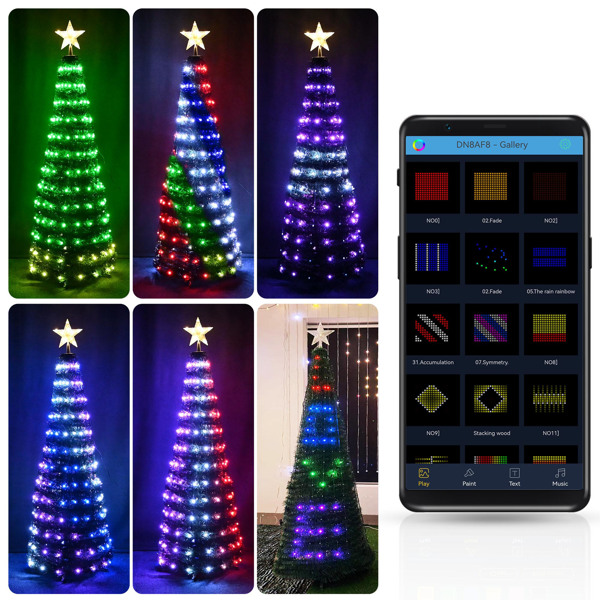 Christmas Tree with Lights; Artificial Christmas Tree Prelit; 5Ft 205 LED Smart Christmas Tree with Bluetooth Control; Schedule&Timer Control; Waterproof for Indoor Outdoor Xmas Decorations（No shippin