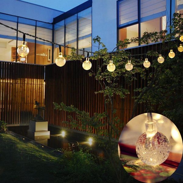 Solar Garden Lights 30 LED Bulb Ball String Light Outdoor Fairy Lamp Warm White