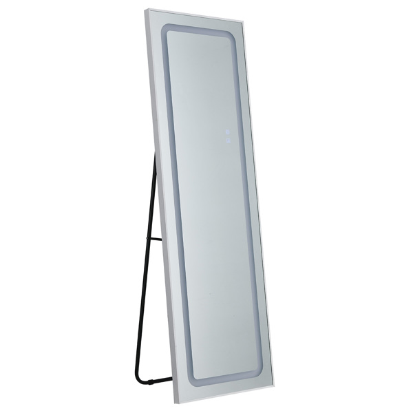 FCH Aluminum Alloy Right-Angle Rectangle 65*22in Can Stand Can Hang Three-tone Lighting Adjust Brightness Power-off Memory Full-length Mirror White 