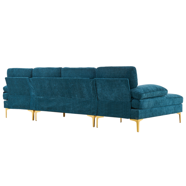 U-Shaped 4-Seat Indoor Modular Sofa Blue-Green Color