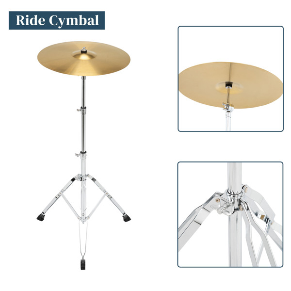 MCH Full Size Adult Drum Set 5-Piece Black with Bass Drum, two Tom Drum, Snare Drum, Floor Tom, 16" Ride Cymbal, 14" Hi-hat Cymbals, Stool, Drum Pedal, Sticks
