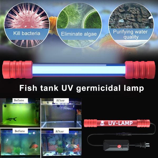Aquarium Fish Tank Germicidal UV Light Sterilizer Pond Submersible Clean Lamp US