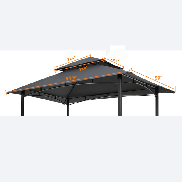 8x5Ft Grill Gazebo Replacement Canopy,Double Tiered BBQ Tent Roof Top Cover,Grey [Sale to Temu is Banned.Weekend can not be shipped, order with caution]