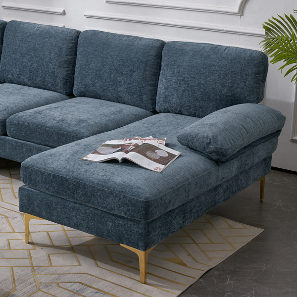 U-Shaped 4-Seat Indoor Modular Sofa Grey-Blue Color