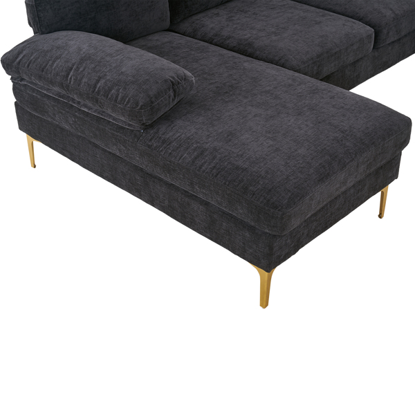 U-Shaped 4-Seat Indoor Modular Sofa Black