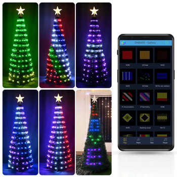 Christmas Tree with Lights; Artificial Christmas Tree Prelit; 5Ft 205 LED Smart Christmas Tree with Bluetooth Control; Schedule&Timer Control; Waterproof for Indoor Outdoor Xmas Decorations