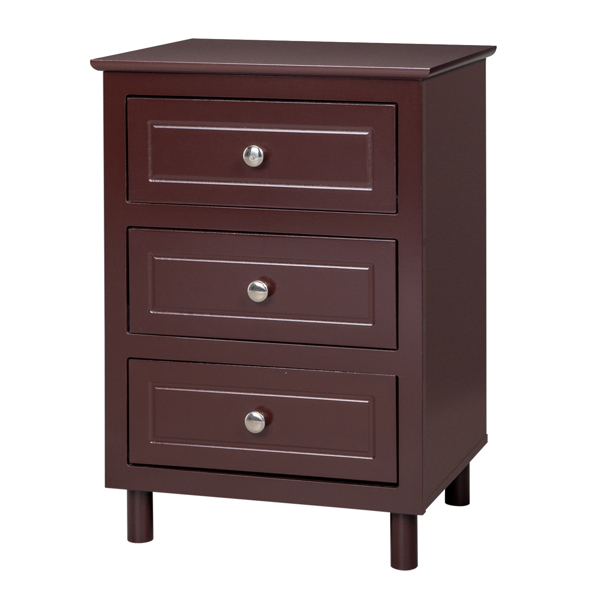 45*38*63cm Country Style Three Drawer Night Table Large Size Brown