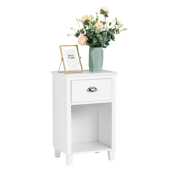 FCH 40*30*63cm Simple And Modern White Cabinet, MDF Spray Paint, High Legs, Two Drawers, Bedside Table