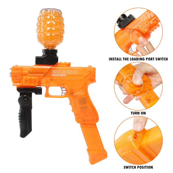 Electric Gel Ball Blaster Toy Guns,Full Auto Splatter Ball Blasters with 11000 Water Bead Rechargeable Battery Powered, Shoot Up to 65 Ft, Gel Ball Blaster for Boys & Girls(Orange)