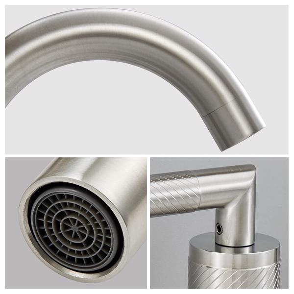 Bathroom Faucet 2 Handle Brushed Nickel Bathroom Sink Faucet Widespread 3 Hole 360° Swivel Spout Modern Sink Basin Faucets 8 inch[Unable to ship on weekends, please place orders with caution]